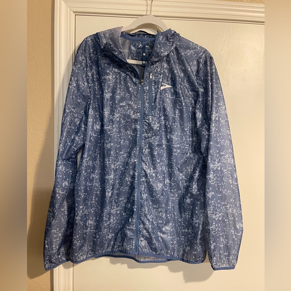 Brooks Men's All Altitude Jacket Blue Patterned Weatherproof